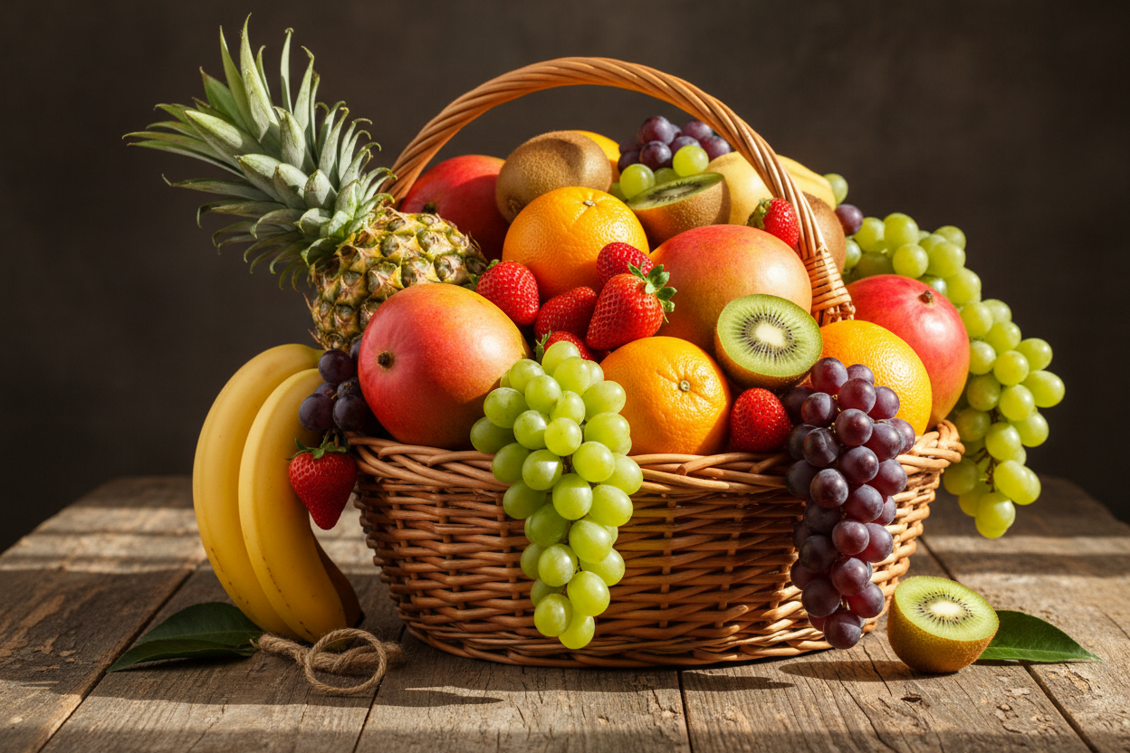 Colorful Fruit Wicker Basket
