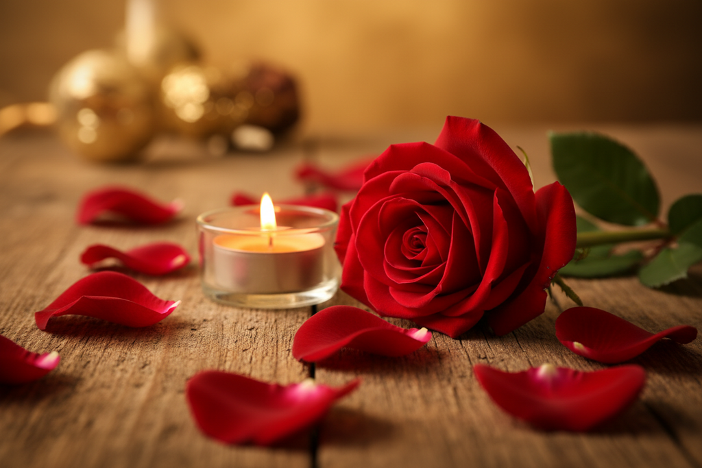 Red Rose with Candlelight
